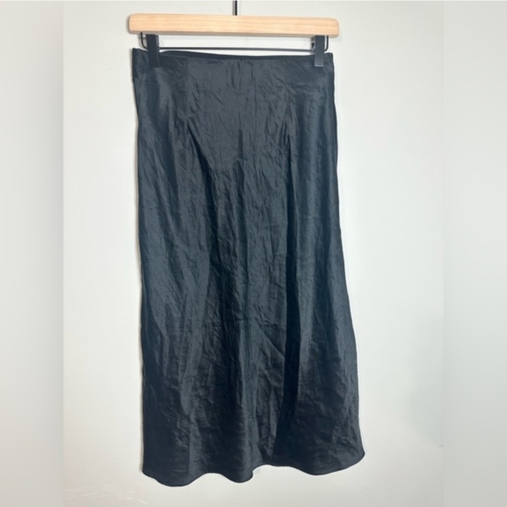 Quince 100% Silk Midi Skirt Black Size Small Washable Silk Skirt - Picture 2 of 7